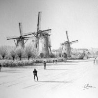 Molens Kinderdijk (winter)