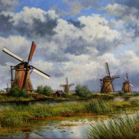 Molens Kinderdijk (achtkante grondzeiler)