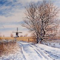 Broekmolen Streefkerk (anno 1581) in de winter
