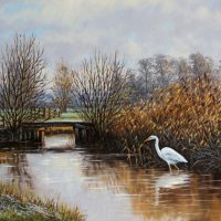 Brandwijkse Vliet met grote zilverreiger (Alblasserwaard)
