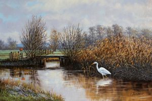 Brandwijkse Vliet met grote zilverreiger (Alblasserwaard)
